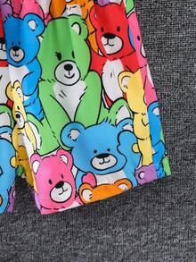 SHEIN Cô gái Tween Đồ họa Hoạt hình Áo sơ mi & Quần short - Nhiều màu - Xem 7