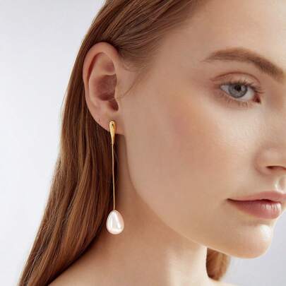 MOTF PREMIUM Pendientes De Gota De Perla Falsa