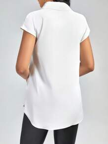 SHEIN Clasi 人像圖案蝙蝠袖襯衫 - 白色 - 查看 2