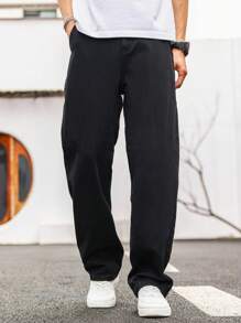 Manfinity Hypemode Nam Chất rắn Quần legging thẳng - màu đen - Xem 1