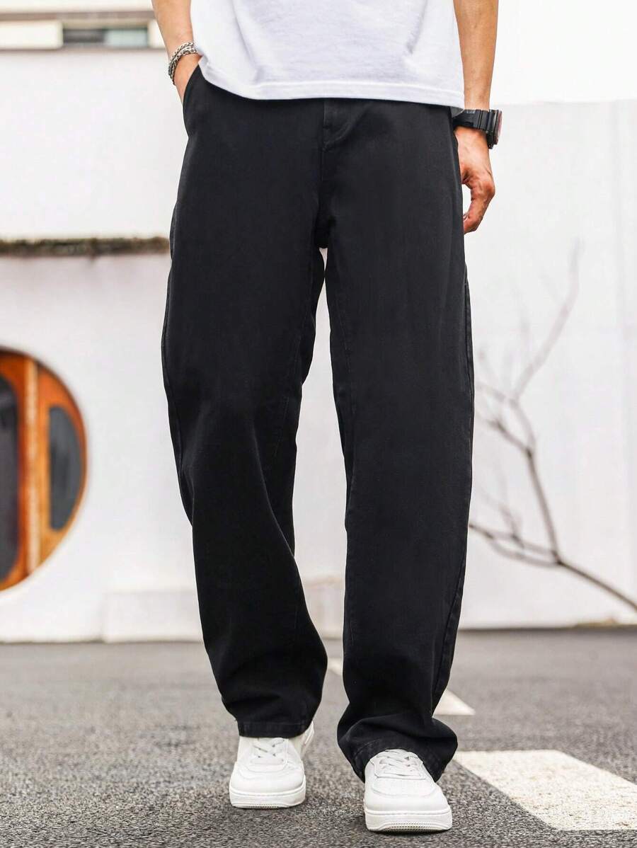 Manfinity Hypemode Nam Chất rắn Quần legging thẳng - màu đen - Xem 1