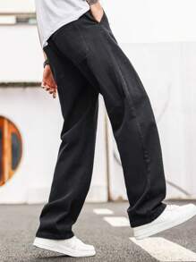 Manfinity Hypemode Nam Chất rắn Quần legging thẳng - màu đen - Xem 5