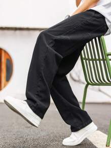 Manfinity Hypemode Nam Chất rắn Quần legging thẳng - màu đen - Xem 7