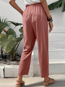 SHEIN Frenchy Nếp gấp cao eo Quần cà rốt - Gỗ đỏ - Xem 2