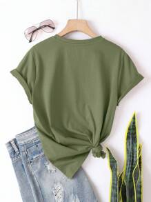 SHEIN EZwear Talla grande Camiseta de cráneo con con estampado floral