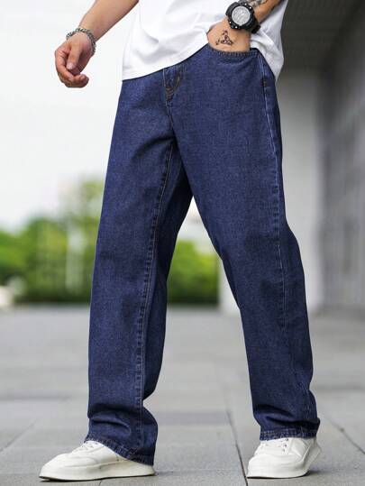 Guys Slant Pocket Wide Leg Jeans