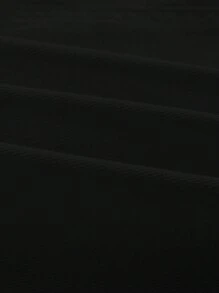 SHEIN EZwear Flap Pocket Button Front Crop Denim Jacket - Black - View 7