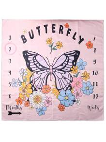 女嬰蝴蝶圖案毯子&2入組配件拍攝套裝 - 粉色 - 查看 2