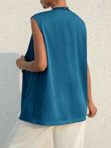 SHEIN Essnce 素色單釦馬甲西裝外套 - 藍色 - 查看 2