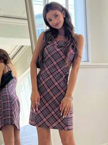 DAZY Robe À Fines Brides À Carreaux - Multicolore - Voir 5