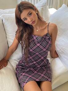 DAZY Robe À Fines Brides À Carreaux - Multicolore - Voir 6