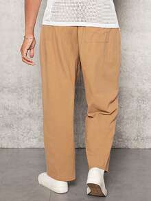 GENTILAND Nam Thư được vá Quần chân thẳng - Màu Khaki - Xem 2