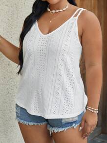 SHEIN VCAY Plus Eyelet Embroidery Cami Summer Top