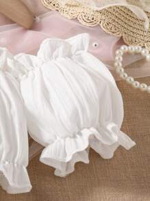 SHEIN Elladie kids Young Girl Cold Shoulder Frill Trim Top & High Low Ruffle Hem Skirt Summer Holiday