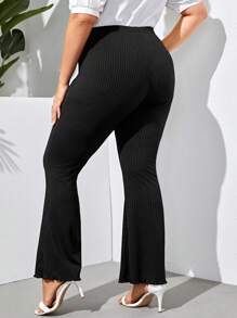 Mulvari Hơn Thư được vá Quần ống loe - màu đen - Xem 2