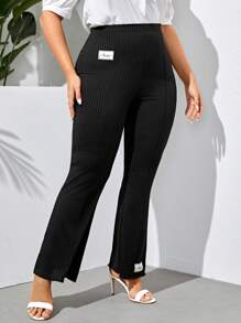 Mulvari Hơn Thư được vá Quần ống loe - màu đen - Xem 3