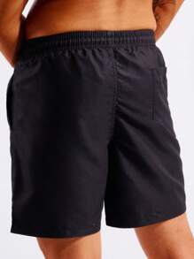 Surfspeed 男士豹紋印花腰部抽繩泳褲 - 黑色 - 查看 2