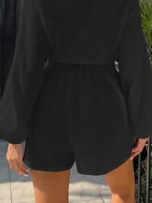 SHEIN MOOSTA Shorts de pierna ancha unicolor de cintura con nudo