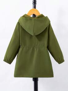 SHEIN 男小童1入組雙口袋連帽外套 - 軍綠色 - 查看 2