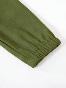 SHEIN 男小童1入組雙口袋連帽外套 - 軍綠色 - 查看 6