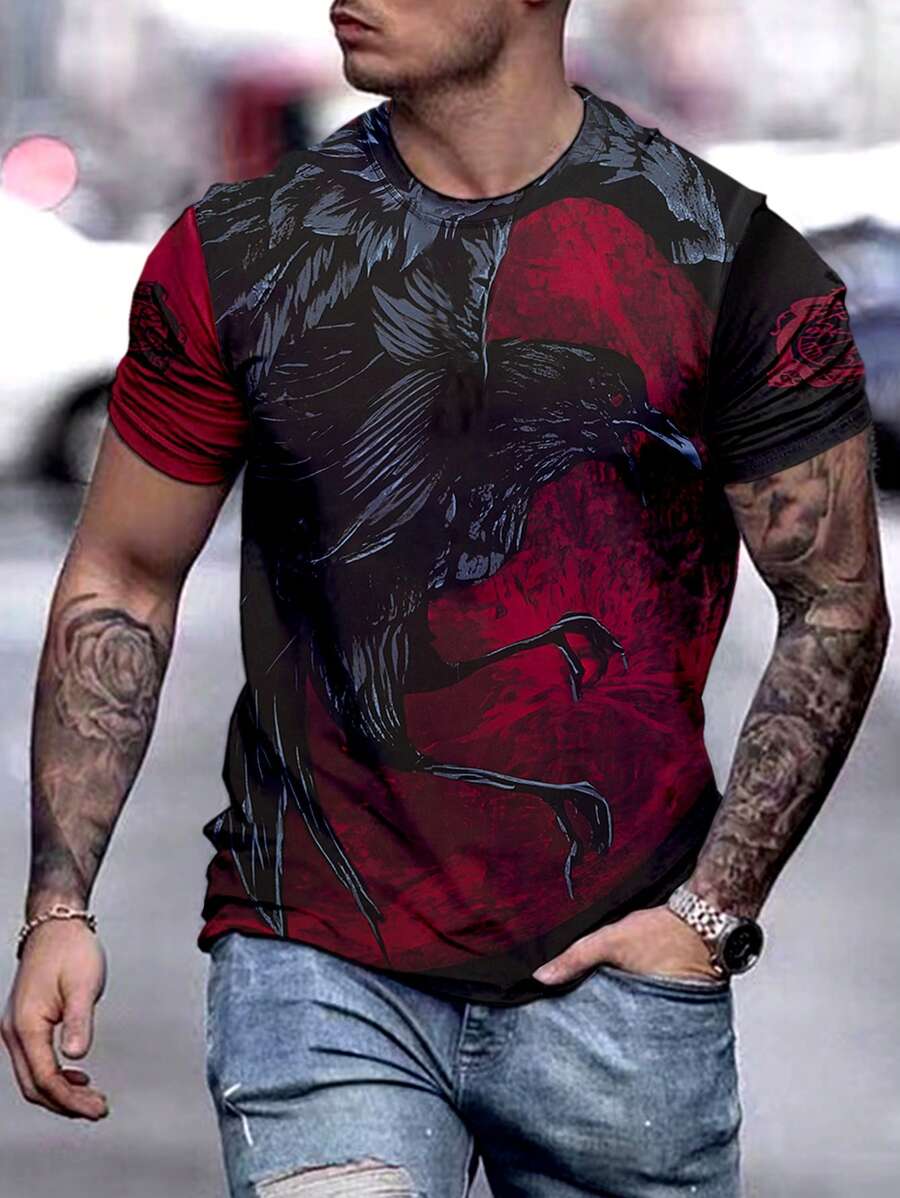 Manfinity LEGND Hombres Camiseta con estampado de águila - Multicolor - Ver 1