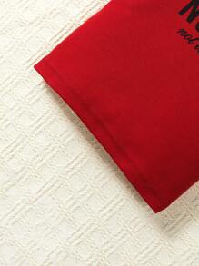 SHEIN Playful Pals 2pcs Baby Boy Casual All-Match Letter Graphic Round Neck Short Sleeve T-Shirt And Shorts Set, Versatile For Daily, Outdoor, School, Sports Wear, Spring/Summer - Burgundy - View 7