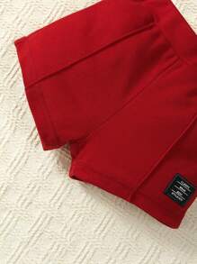 SHEIN Playful Pals 2pcs Baby Boy Casual All-Match Letter Graphic Round Neck Short Sleeve T-Shirt And Shorts Set, Versatile For Daily, Outdoor, School, Sports Wear, Spring/Summer - Burgundy - View 8