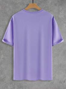 Claim Dot 鬆身男款純色下擺垂墜t恤 - 紫色 - 查看 2