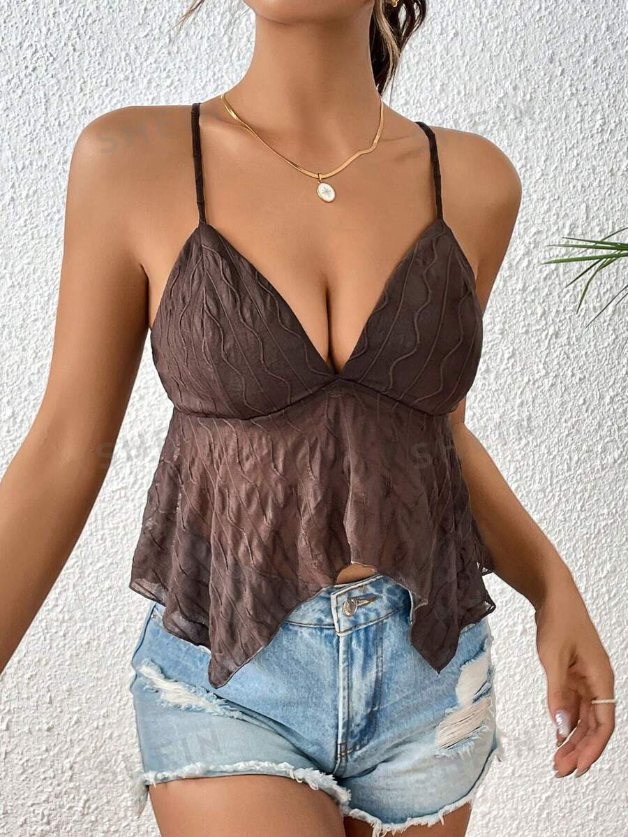 SHEIN VCAY Top de tirantes de espalda abierta bajo hanky