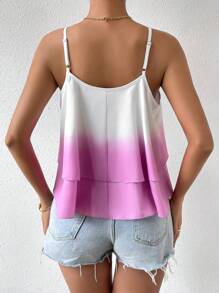 SHEIN Privé In Ombre Hai lớp Hem Cami ngọn - Nhiều màu - Xem 4