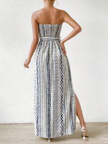 SHEIN VCAY In Địa lý Bao bên Thắt lưng Váy ống - Màu xanh hải quân - Xem 2