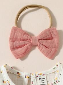 Souflis Souflis Newborn Baby Girl Ditsy Floral Bow Front Ruffle Trim Romper - White - View 7