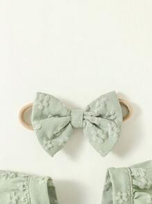 SHEIN Vintaside Kids Baby Girl Floral Pattern Ruffle Trim Bodysuit - Mint Green - View 3