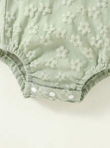 SHEIN Vintaside Kids Baby Girl Floral Pattern Ruffle Trim Bodysuit - Mint Green - View 6