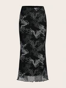 SHEIN ICON Váy nữ Xù nhỏ Thú vật Tất cả trên in Giải trí - màu đen - Xem 1