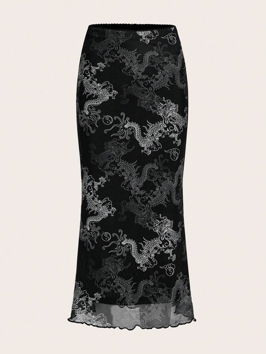 SHEIN ICON Váy nữ Xù nhỏ Thú vật Tất cả trên in Giải trí - màu đen - Xem 1