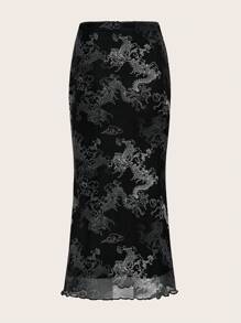 SHEIN ICON Váy nữ Xù nhỏ Thú vật Tất cả trên in Giải trí - màu đen - Xem 2