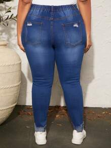 SHEIN CURVE+ Plus Ripped Skinny Jeans