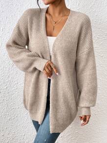 EMERY ROSE Open Front Drop Shoulder Duster Cardigan,Long Sleeve Tops Fall Winter Cloth For Women - Mocha Brown - View 4