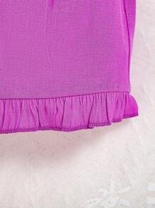 Baby Girl Striped Bow Front Cami Top & Ruffle Hem Shorts - Multicolor - View 5