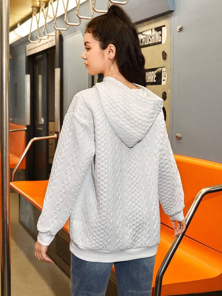 Teen Girl Solid Drop Shoulder Hooded Sweatshirt