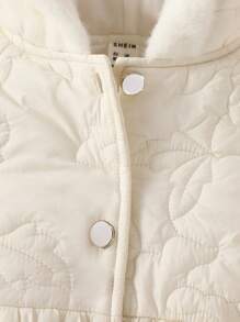 Baby Girl Button Up Hooded Coat - Beige - View 4
