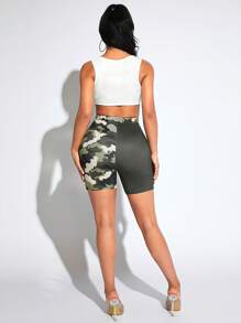 SHEIN SXY 前扭結鏤空短款背心 - 白色 - 查看 2