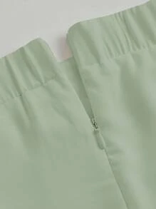 SHEIN MOD 前繫帶吊帶上衣和荷葉邊半身裙 - 薄荷綠 - 查看 4