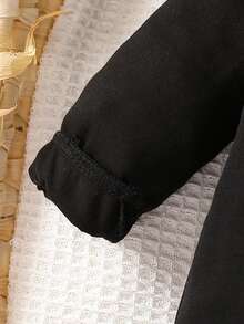 女嬰條紋連身褲&帽 - 黑色 - 查看 5