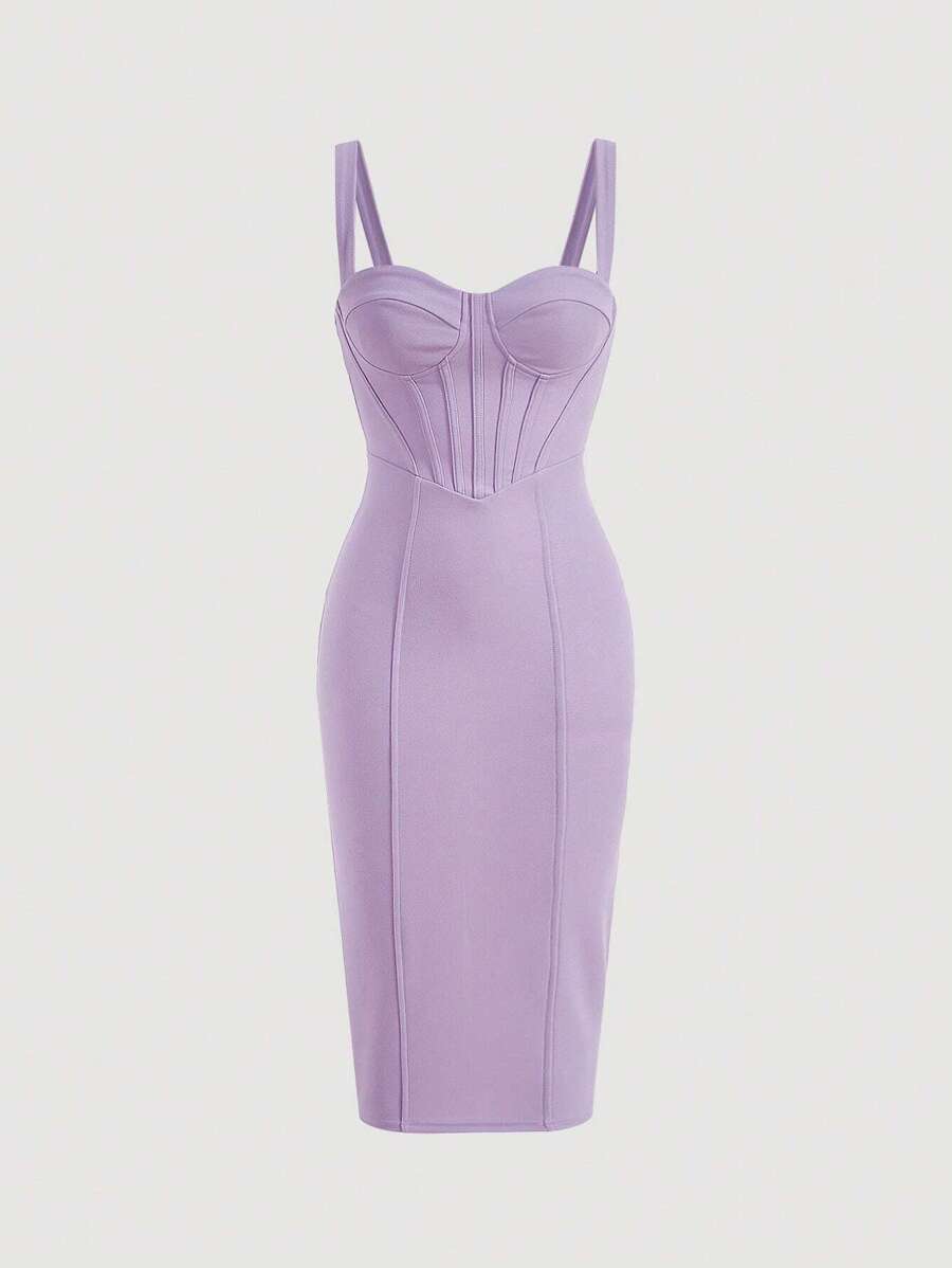 SHEIN Belle Solid Bustier Cami Dress,Pastel Dresses For Women - Lilac Purple - View 1