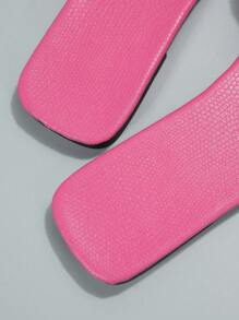 Women Rhinestone Decor Flat Sandals, Glamorous Summer Pink Slide Sandals Valentines - Hot Pink - View 7