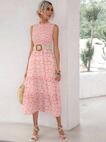 Aveloria Ditsy Floral Print Frill Trim Layered Hem Dress