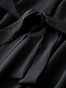 SHEIN Holidaya Plus Solid Belted Dress - Black - View 3