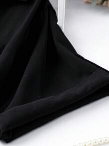 SHEIN Holidaya Plus Solid Belted Dress - Black - View 4